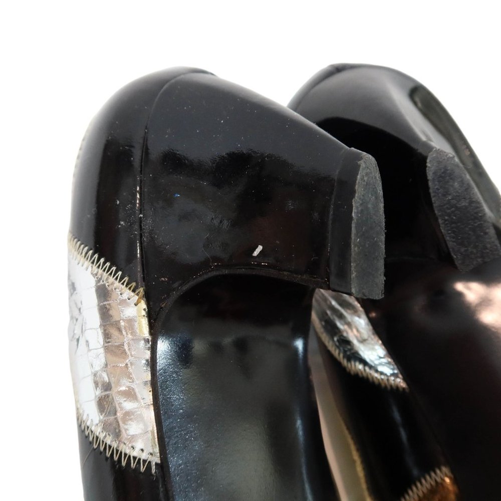 Vintage 60s 70s ROSINA FERRAGAMO SCHIAVONE 8M Snakes Skin Gold Silver Heels Shoe - Picture 11 of 11